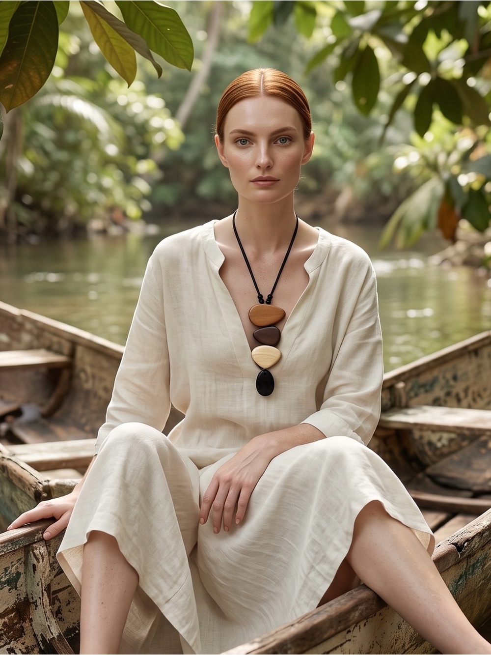 Handmade Wooden Multi-Tone Pendant Necklace - Brown/Beige/Black/ Natural